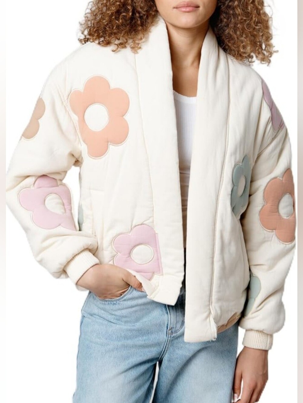 Free People Blank NYC Puffed Open Front Cotton Jacket
